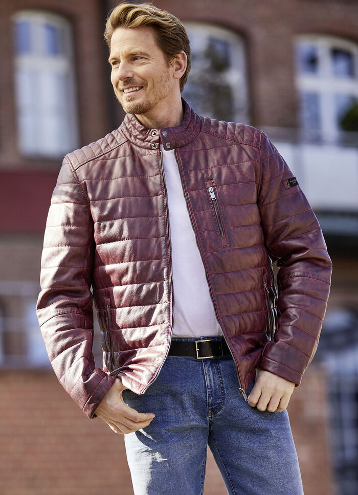 Lederkurzjacke von «Cabrini» in 3 Farben ANTIK DUNKELROT